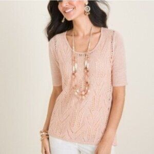 NWOT Chico's Pointelle-Stitch Sweater - Size 4